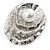 Layered Crystal 'Shell' with Pearl Brooch In Silver Tone Metal - 45mm L