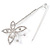 Rhodium Plated Crystal Butterfly Safety Pin Brooch - 85mm L - view 5