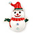 Christmas White/ Red/ Green Enamel, Crystal 'Snowman' Brooch In Silver Tone Metal - 43mm L - view 5