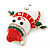 Christmas White/ Red/ Green Enamel, Crystal 'Snowman' Brooch In Silver Tone Metal - 43mm L - view 4