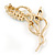 Clear/ AB Crystal Floral Brooch In Gold Plating - 65mm L - view 3