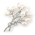 White Freshwater Pearl, Clear CZ Floral Brooch In Rhodium Plated Metal - 47mm L - view 2