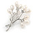 White Freshwater Pearl, Clear CZ Floral Brooch In Rhodium Plated Metal - 47mm L - view 4