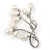 Cream Coloured Freshwater Pearl Floral Brooch In Rhodium Plated Metal - 55mm L - view 2