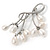 Cream Coloured Freshwater Pearl Floral Brooch In Rhodium Plated Metal - 55mm L - view 3