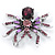 Vintage Inspired Purple/ Violet Crystal Spider Brooch In Antique Silver Tone - 40mm Across - view 3