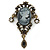 Vintage Inspired Classic Cameo with Charms Brooch In Bronze Tone - 60mm Across