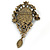 Vintage Inspired Classic Cameo with Charms Brooch In Bronze Tone - 60mm Across - view 4
