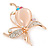 Clear Crystal with Cat Eye Stone Butterfly Brooch In Gold Tone - 60mm Across - view 4