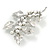 Large Rhodium Plated Crystal Simulated Pearl Floral Brooch - 85mm L - view 4