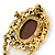 Vintage Inspired Champagne/ AB Crystal Cameo with Charm Brooch/ Pendant In Antique Gold Tone - 75mm L - view 3
