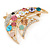 Multicoloured Crystal Fish Brooch In Gold Tone Metal - 45mm L - view 2