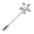 Silver Tone Clear Crystal White Pearl Daisy Flower Lapel, Hat, Suit, Tuxedo, Collar, Scarf, Coat Stick Brooch Pin - 55mm L