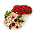 Crystal Christmas Stocking Brooch In Gold Plated Metal - 37mm L - view 2
