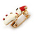 Tiny White/ Red Enamel, Crystal Christmas Snowman Brooch In Gold Tone - 20mm L - view 4