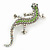 Light Green/ AB Crystal Lizard Brooch In Silver Tone Metal - 65mm L - view 6