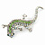Light Green/ AB Crystal Lizard Brooch In Silver Tone Metal - 65mm L - view 5
