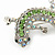 Light Green/ AB Crystal Lizard Brooch In Silver Tone Metal - 65mm L - view 2