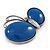 Royal Blue Ceramic Asymmetric Butterfly Brooch/ Pendant In Antique Silver Tone Metal - 65mm - view 4