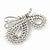 Exquisite AB/ Clear Crystal, White Faux Pearl Butterfly Brooch In Silver Tone - 50mm - view 4