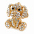 Gold Plated Clear Crystal Puppy Dog Brooch - 25mm - view 5