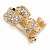 Gold Plated Clear Crystal Puppy Dog Brooch - 25mm - view 3