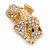 Gold Plated Clear Crystal Puppy Dog Brooch - 25mm - view 4