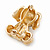 Gold Plated Clear Crystal Puppy Dog Brooch - 25mm - view 2