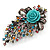 Large Vintage Inspired Multicoloured Crystal Rose Floral Brooch/ Pendant In Antiqued Silver Tone - 95mm L - view 7
