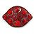 Abstract Ruby Red Glass, Crystal Leaf Brooch In Gun Metal Finish - 75mm