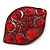 Abstract Ruby Red Glass, Crystal Leaf Brooch In Gun Metal Finish - 75mm - view 3