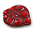 Abstract Ruby Red Glass, Crystal Leaf Brooch In Gun Metal Finish - 75mm - view 5
