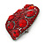 Abstract Ruby Red Glass, Crystal Leaf Brooch In Gun Metal Finish - 75mm - view 4