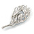 Exotic Blue Crystal 'Peacock Feather' Brooch/ Hair Clip In Rhodium Plating - 8cm L - view 3