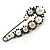 Large Vintage Inspired Glass Pearl, Crystal Safety Pin Brooch In Gun Metal Finish - 90mm