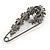 Large Vintage Inspired Glass Pearl, Crystal Safety Pin Brooch In Gun Metal Finish - 90mm - view 3