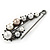Large Vintage Inspired Glass Pearl, Crystal Safety Pin Brooch In Gun Metal Finish - 90mm - view 4