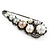 Large Vintage Inspired Glass Pearl, Crystal Safety Pin Brooch In Gun Metal Finish - 90mm - view 5