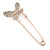 Clear Crystal Assymetrical Butterfly Safety Pin In Gold Tone - 70mm L