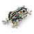 Multicoloured Crystal Frog/ Toad Brooch In Silver Tone Metal - 35mm L - view 8