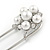Silver Plated Safety Pin with Faux Pearl, Crystal Flower - 50mm - view 8