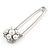 Silver Plated Safety Pin with Faux Pearl, Crystal Flower - 50mm - view 7