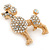 Small Clear Crystal Poodle Brooch In Gold Tone Metal - 38mm - view 2