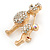 Small Clear Crystal Poodle Brooch In Gold Tone Metal - 38mm - view 3