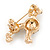 Small Clear Crystal Poodle Brooch In Gold Tone Metal - 38mm - view 4