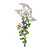 Multicoloured Crystal Butterfly and Flower Motif Brooch In Silver Tone Metal - 45mm L