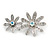 Rhodium Plated Clear/ Ab Crystal Double Flower Brooch - 40mm W - view 3