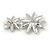 Rhodium Plated Clear/ Ab Crystal Double Flower Brooch - 40mm W - view 4