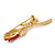 Small Clear Crystal Red Rose Brooch In Gold Plated Metal - 48mm L - view 4