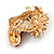 Crystal Christmas Stocking Brooch In Gold Plated Metal - 40mm L - view 3